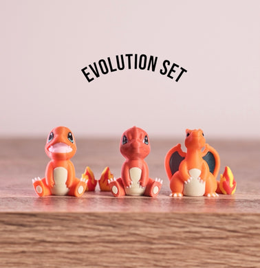 Charmander, Charmeleon, and Charizard Evolution Set PokePrints